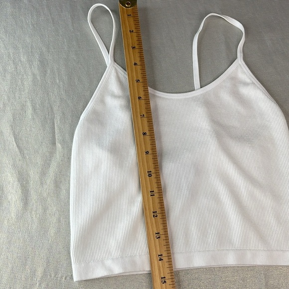 Streetwear Society Ribbed Crop White Cami Tank Top Adjustable Spaghetti Straps M - Picture 5 of 8
